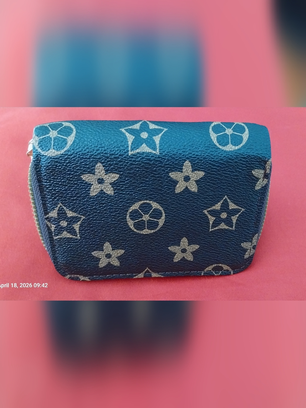 Designer-Style Monogram Zip Coin Wallet - Picture 3 of 6